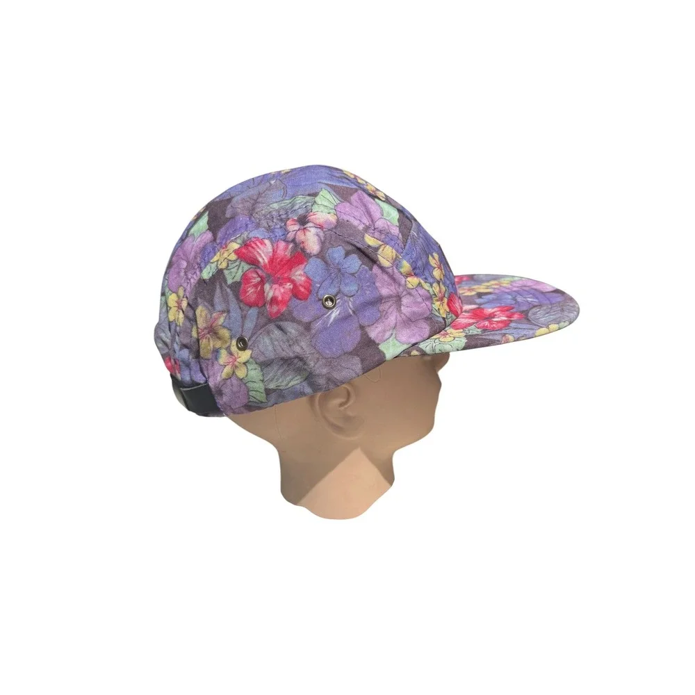 TOMS Unisex Tropical Five-Panel Cap Floral Print Purple Flat Brim Hat